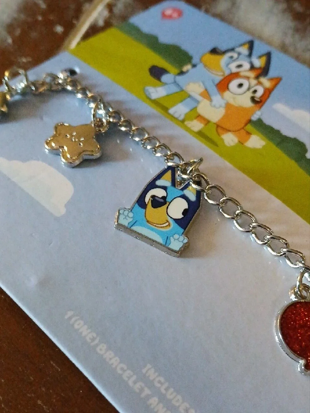 Bluey Charm Bracelet – Silver Chain with ADORABLE Star, Daisy & Balloon [NWT]